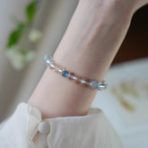 Banxia Lan | High Clarity Clear Quartz & Aquamarine Bracelet – Good Fortune Couple’s Gift